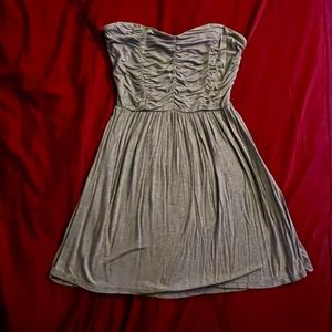 Gray strapless flowy dress